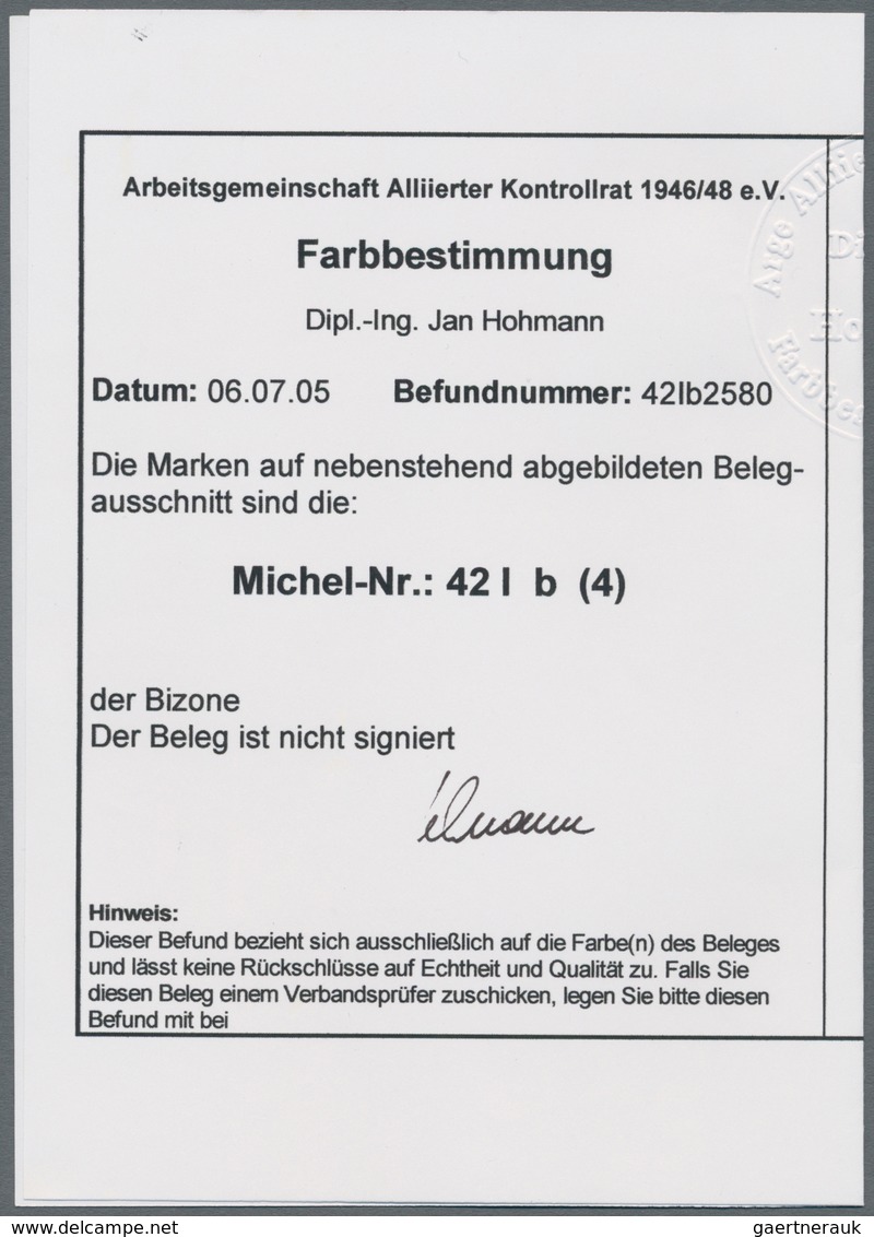 Bizone: 1948, 15 Pf Siena Arbeiter Bandaufdruck, Re. Unterer Eckrandviererblock Als MeF Auf Luftpost - Sonstige & Ohne Zuordnung