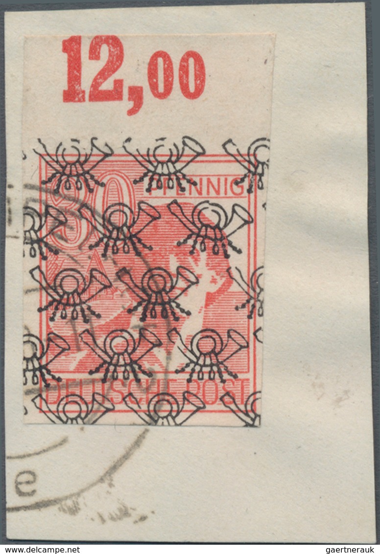 Bizone: 1948, Netzaufdruck 30 Pfg. Vierseitig UNGEZÄHNT Als Oberrandstück Auf Briefstück, Fotoattest - Sonstige & Ohne Zuordnung