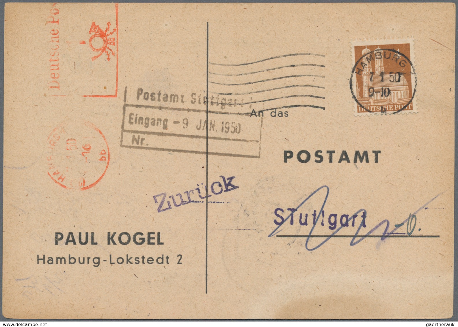 Bizone: 1949, 4 Pf Bauten, Eng Gezähnt, Zusammen Mit 1 Pf Postfreistempel, Portogerecht Auf Anschrif - Andere & Zonder Classificatie