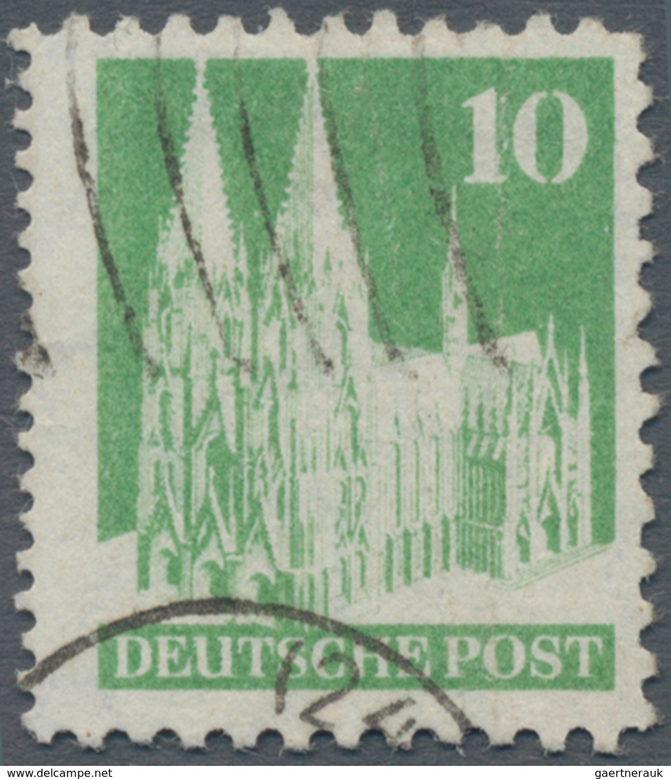 Bizone: 1948, Freimarke: Bautenserie 10 Pf. Kölner Dom, Typ I, Wz. W Mit Der Sehr Seltenen Kombinier - Altri & Non Classificati