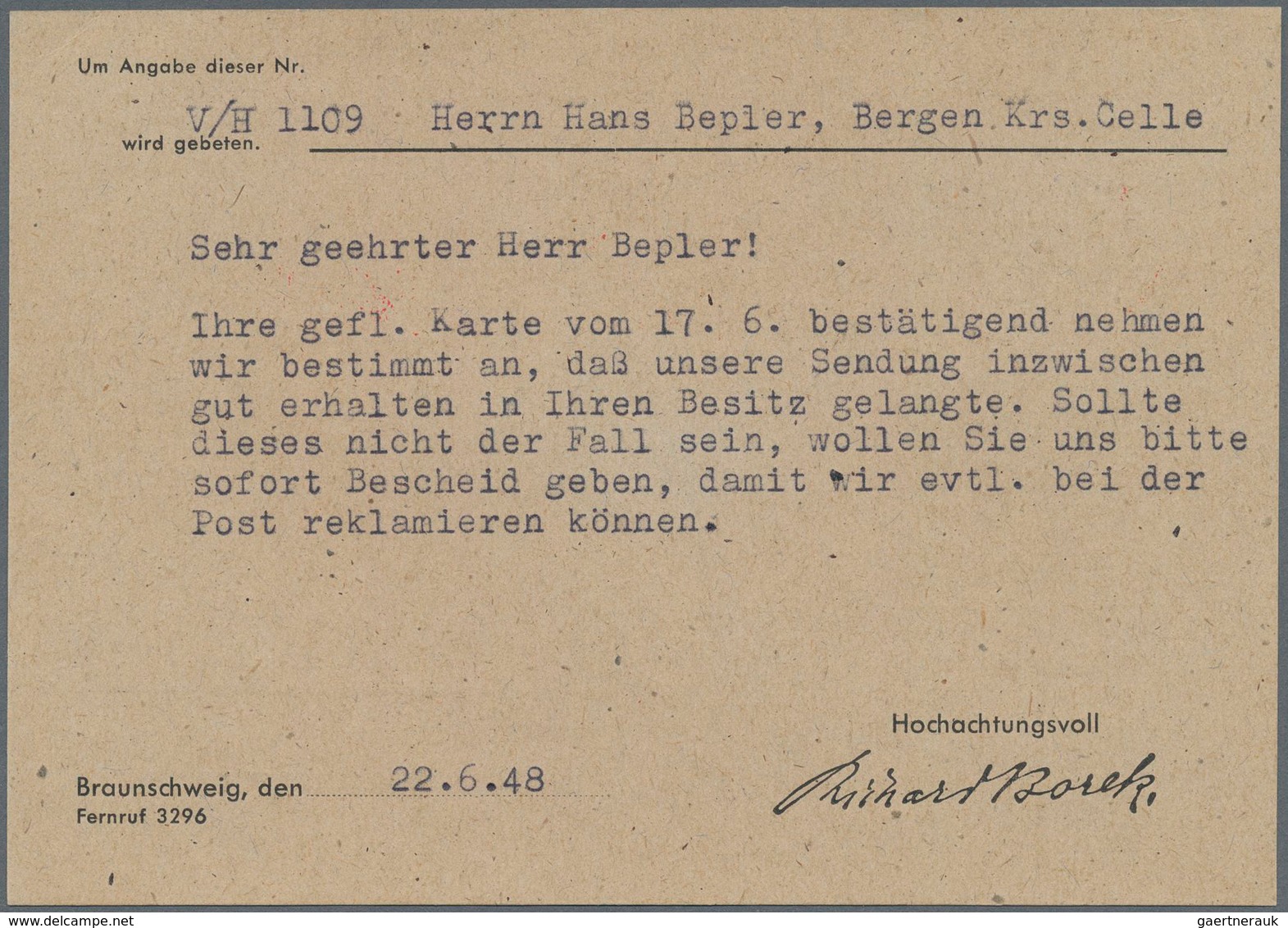 Bizone - Besonderheiten: 1948, Zehnfachfrankatur 120 Pf Als Absenderfreistempel Auf Karte Der Firma - Other & Unclassified