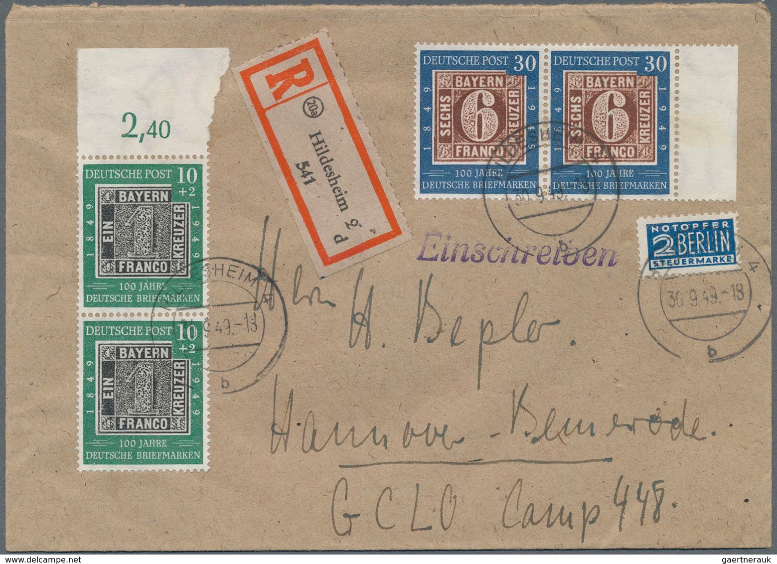 Bundesrepublik Deutschland: 1949, 100 Jahre Deutsche Briefmarken, 10 Pfg. (senkrechtes Paar Vom Ober - Other & Unclassified