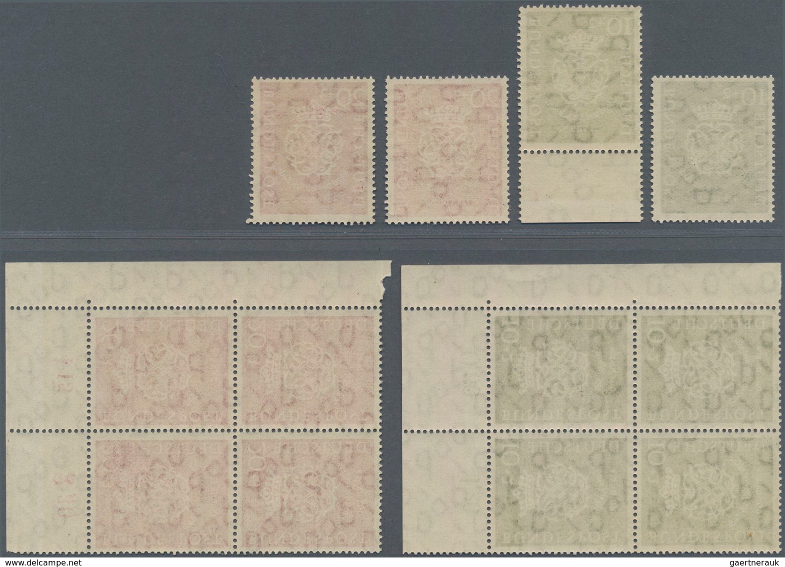 Bundesrepublik Deutschland: 1950, Bachsiegel, 6 Satz, Dabei Eckrand-Viererblock Oben Rechts. - Andere & Zonder Classificatie