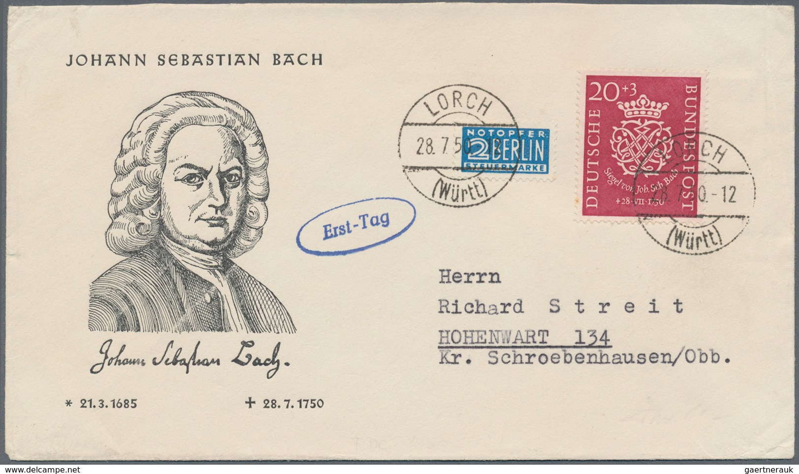 Bundesrepublik Deutschland: 1950, 10+2 Pf Und 20+3 Pf Je Auf FDC Vom 28.7. Echt Gelaufen - Andere & Zonder Classificatie