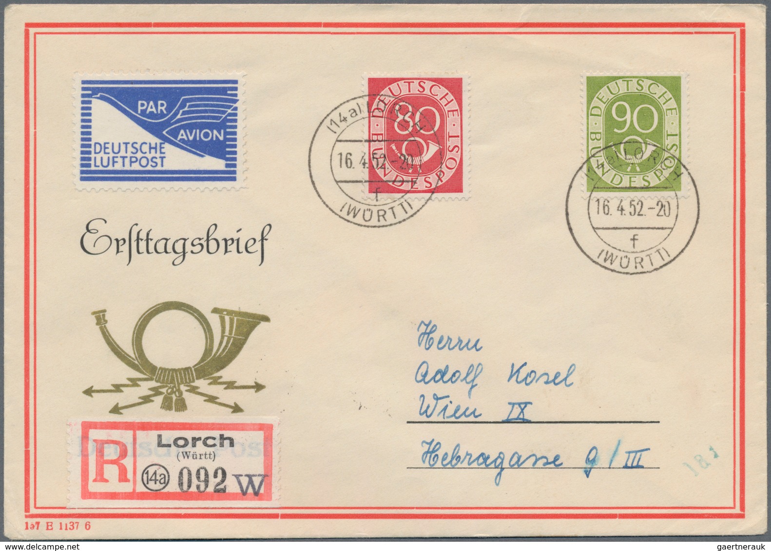 Bundesrepublik Deutschland: 1951/1952. Absolut Perfekte Luxus FDC Serie. 5x "Sieger"-FDC's, 40+60 Pf - Sonstige & Ohne Zuordnung