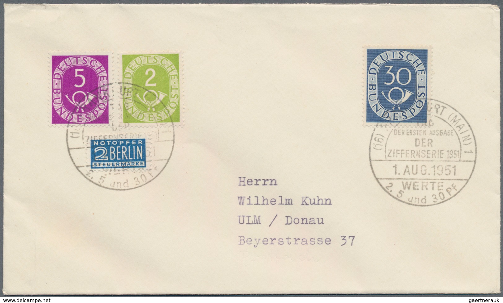 Bundesrepublik Deutschland: 1951/1952. Absolut Perfekte Luxus FDC Serie. 5x "Sieger"-FDC's, 40+60 Pf - Sonstige & Ohne Zuordnung