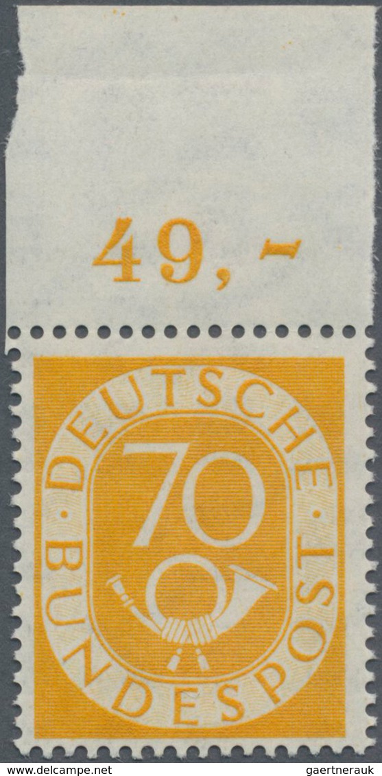 Bundesrepublik Deutschland: 1951, 70 Pfg. Posthorn Vom Oberrand, Bug Im Oberrand, Mi. 500,-++ - Altri & Non Classificati