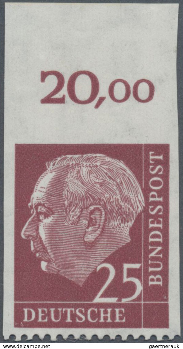 Bundesrepublik Deutschland: 1954, Heuss 25 Pfg. Oberrandmarke, Nur Unten Gezähnt, Postfrisch, Origin - Sonstige & Ohne Zuordnung