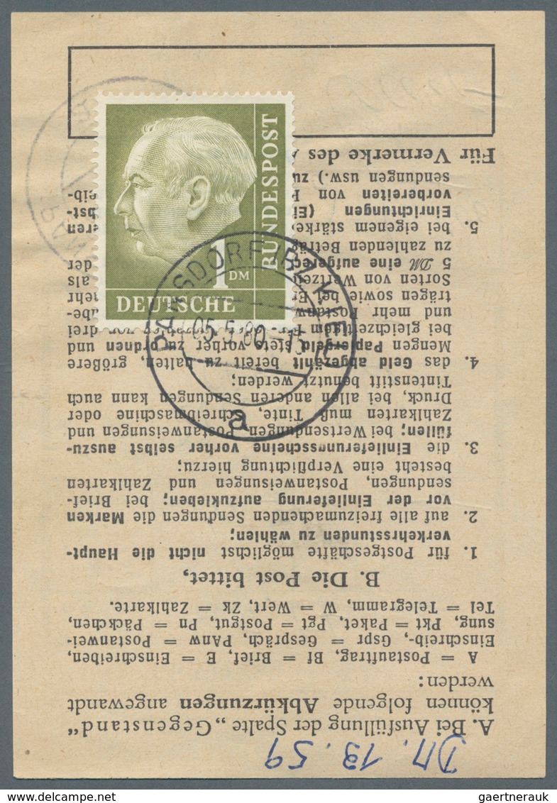 Bundesrepublik Deutschland: 1960, 1 M. Heuss Mit Stempel "PANDSDORF 5.5.60" Als Gebühr Für Die "Stil - Autres & Non Classés