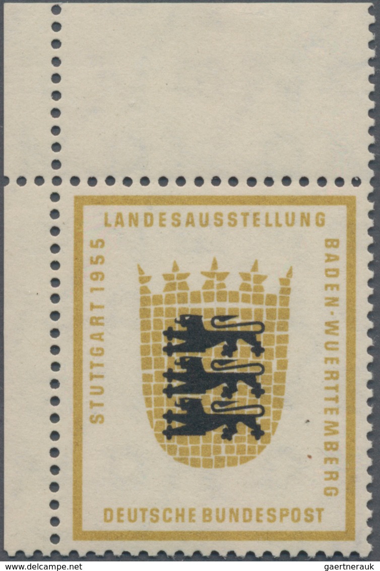 Bundesrepublik Deutschland: 1955, 10 Pf Landesausstellung BaWü, Wz. 4 Vd, Linkes Oberes Eckrandstück - Sonstige & Ohne Zuordnung