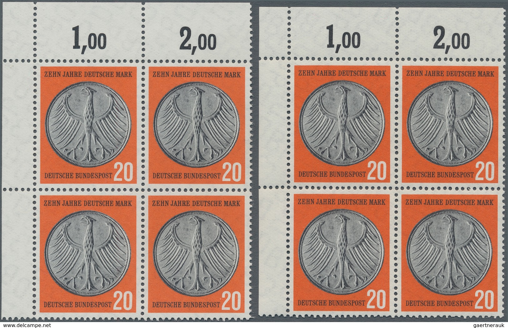 Bundesrepublik Deutschland: 1958, Sonderausgabe 10 Jahre Deutsche Mark, Alle 7 Neuen Plattenfehler J - Andere & Zonder Classificatie