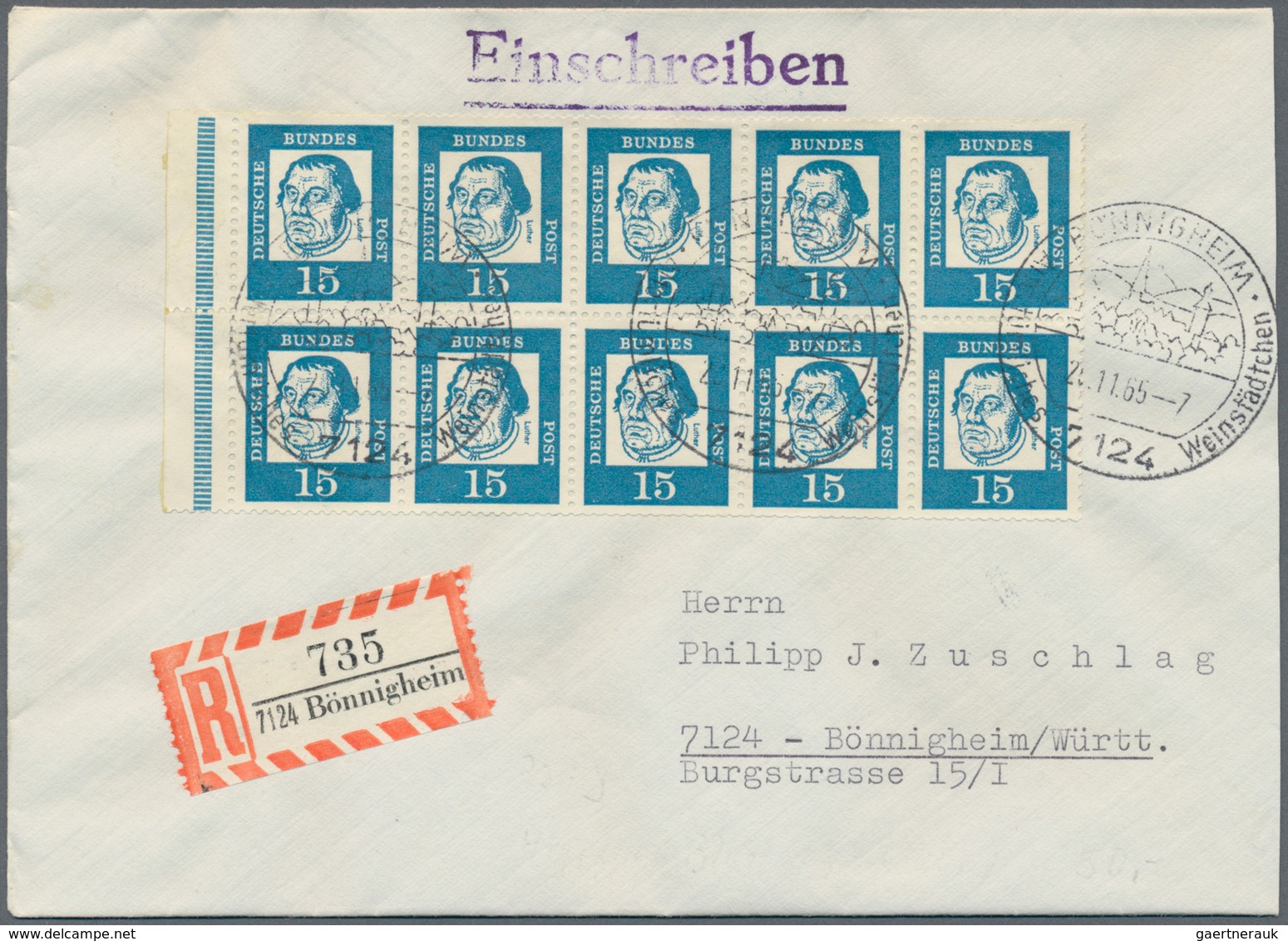 Bundesrepublik Deutschland: 1965, 3 Heftchenblätter "Bedeutende Deutsche" Je Auf 3 R-Briefen Auf Sam - Sonstige & Ohne Zuordnung