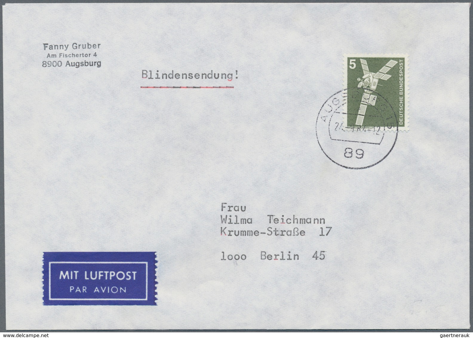 Bundesrepublik Deutschland: 1964/1969, 5 Pf Straßenverkehr Auf Luftpost-RÜCKSCHEIN Als LETZTTAGSBELE - Other & Unclassified