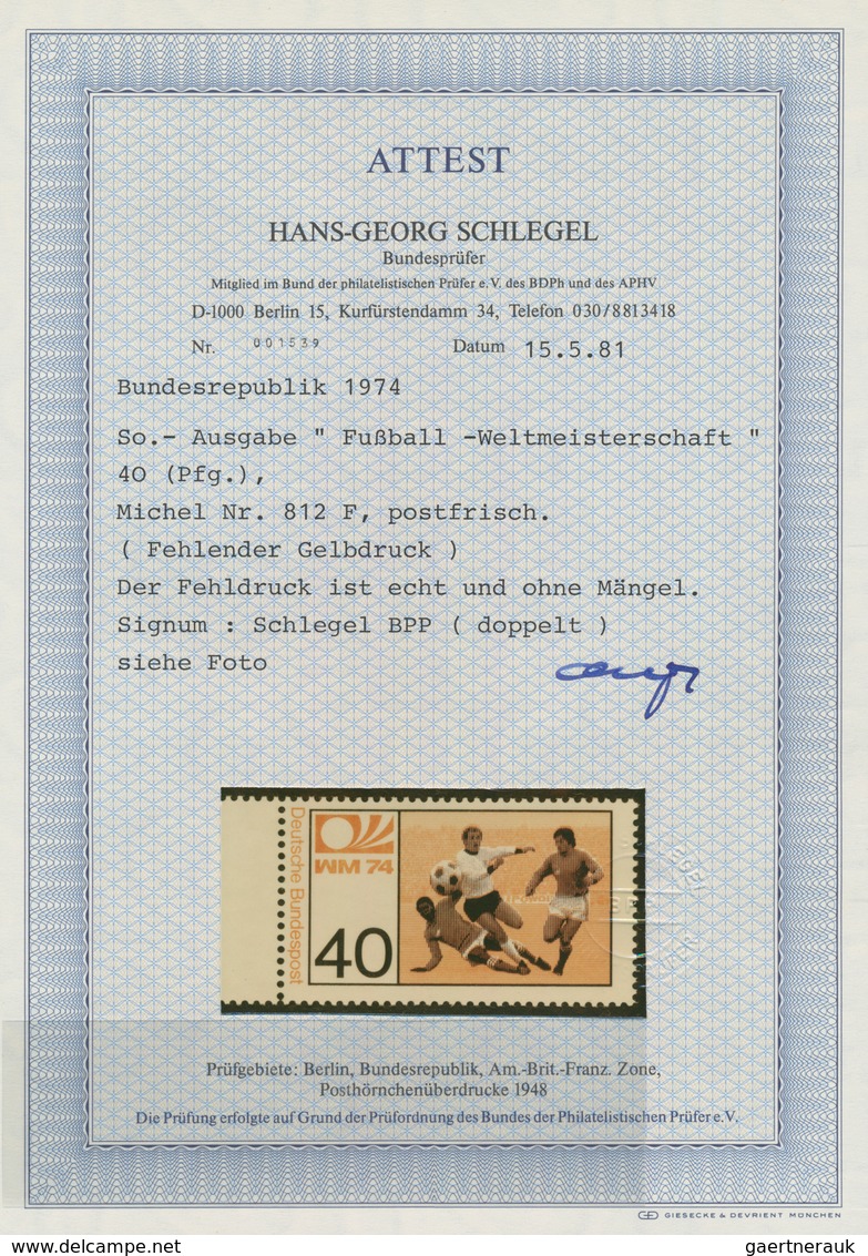 Bundesrepublik Deutschland: 1974, 40 Pf Fußball-Weltmeisterschaft, Linkes Randstück Mit Abart "Farbe - Other & Unclassified