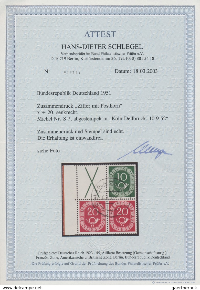 Bundesrepublik - Zusammendrucke: 1951, Posthorn Zusammendruck X/20 Pfg. Und 10/20 Pfg. Als Gestempel - Se-Tenant