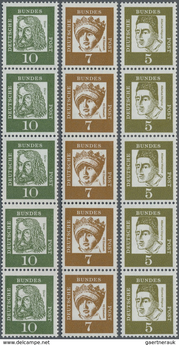 Bundesrepublik - Rollenmarken: 1961, Bedeutende Deutsche 5 - 40 Pfg., 6 Werte Komplett Auf Weißem Pa - Roller Precancels