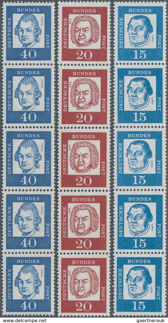 Bundesrepublik - Rollenmarken: 1961, Bedeutende Deutsche 5 - 40 Pfg., 6 Werte Komplett Auf Weißem Pa - Rolstempels