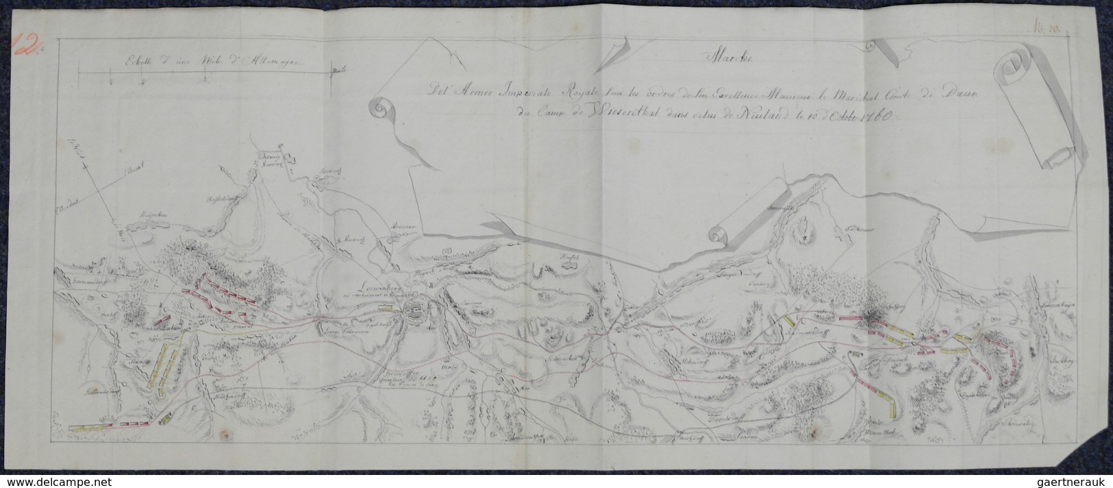 Landkarten Und Stiche: 1760 Austria Seven Years War Battle Map. Original Manuscript (hand-drawn) Map - Géographie