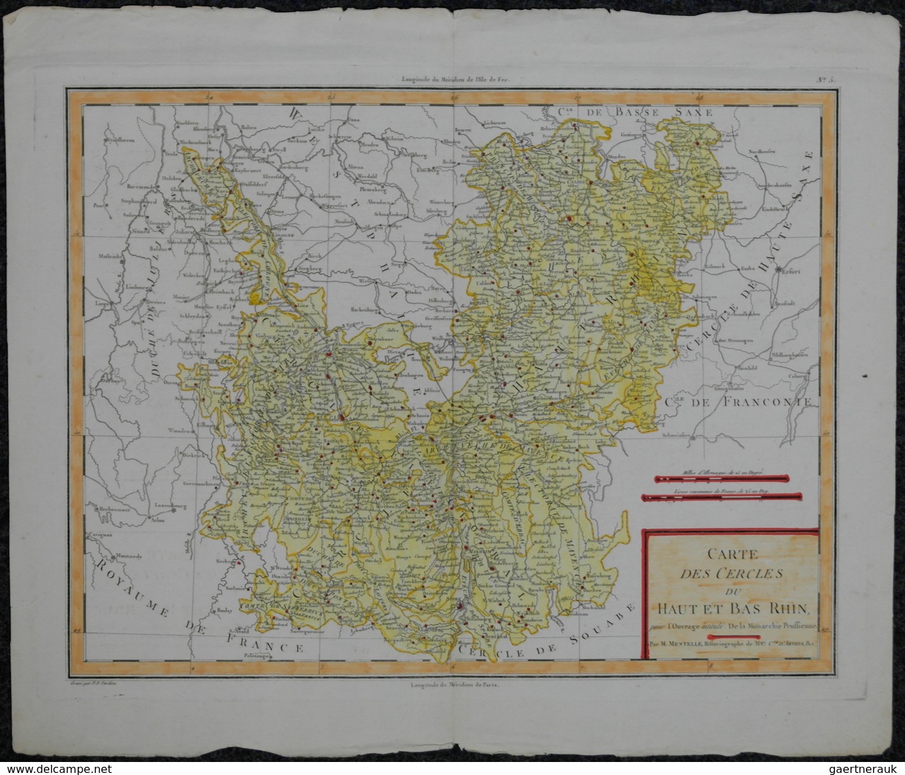 Landkarten Und Stiche: 1795. Alte Karte Der "Cercles Du Haut Et Bas Rhin", Von Kempten/Krefeld/Duisb - Géographie