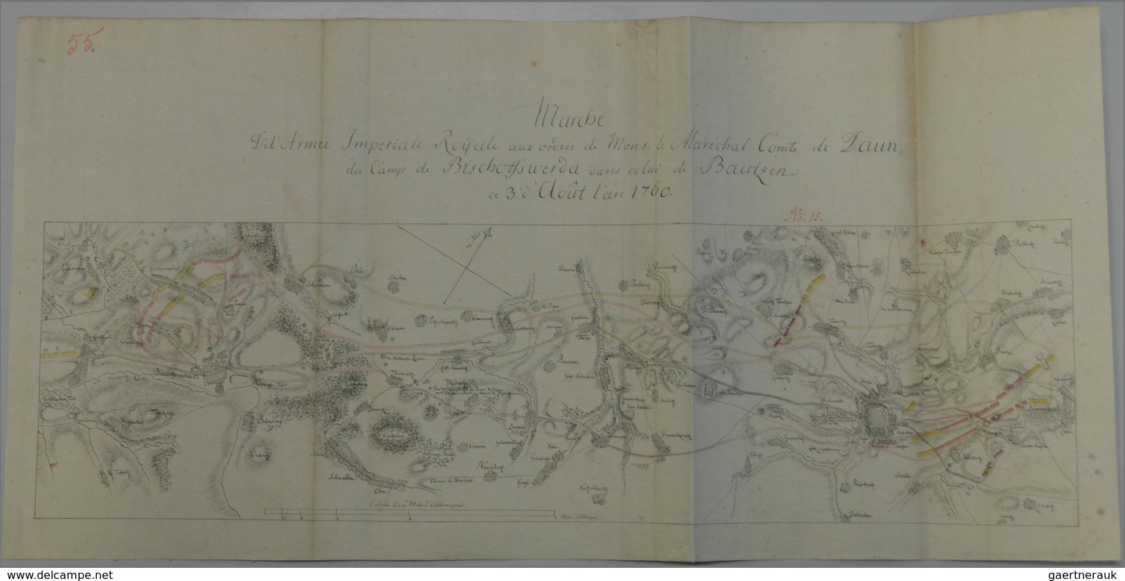 Landkarten Und Stiche: 1760 Battle Manuscript Map From The Austria 7 Years War. Original Manuscript - Géographie
