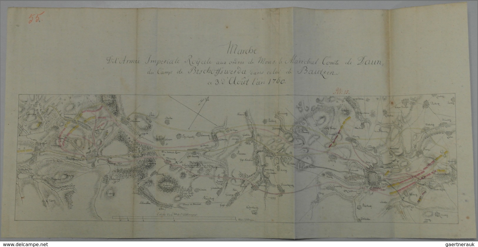 Landkarten Und Stiche: 1760 Battle Manuscript Map From The Austria 7 Years War. Original Manuscript - Aardrijkskunde