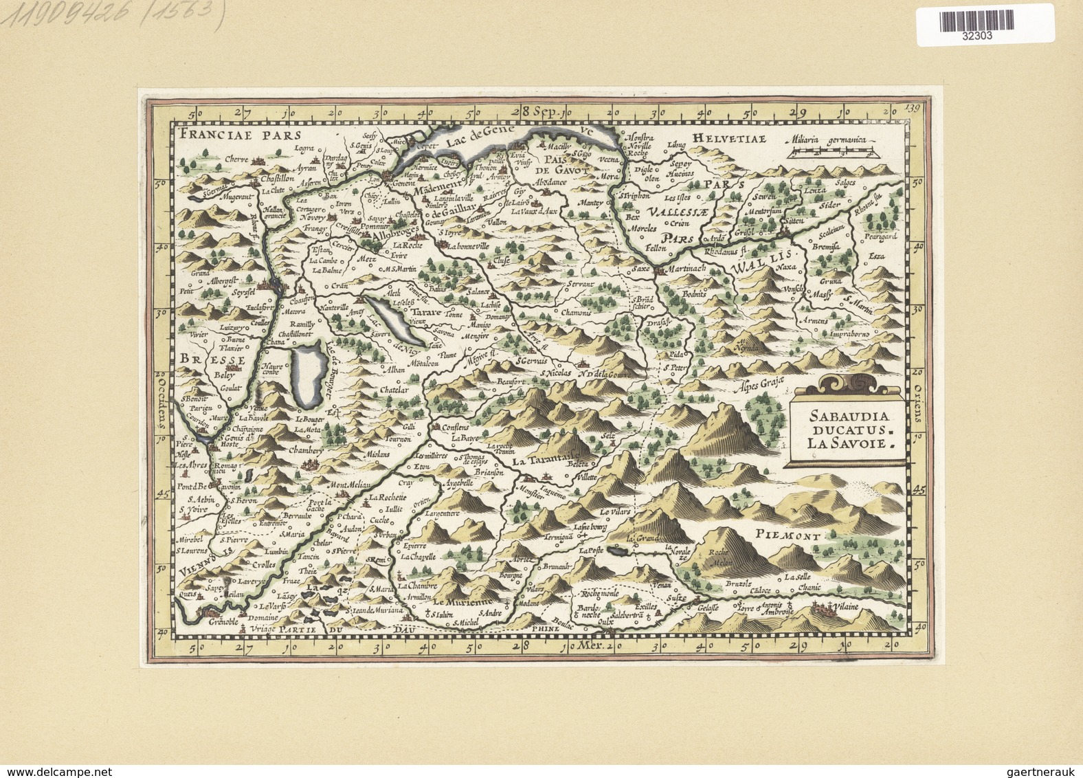 Landkarten Und Stiche: 1734 Mercator Antique Map. Map Of Savoy Region Including Switzerland, Italy A - Aardrijkskunde