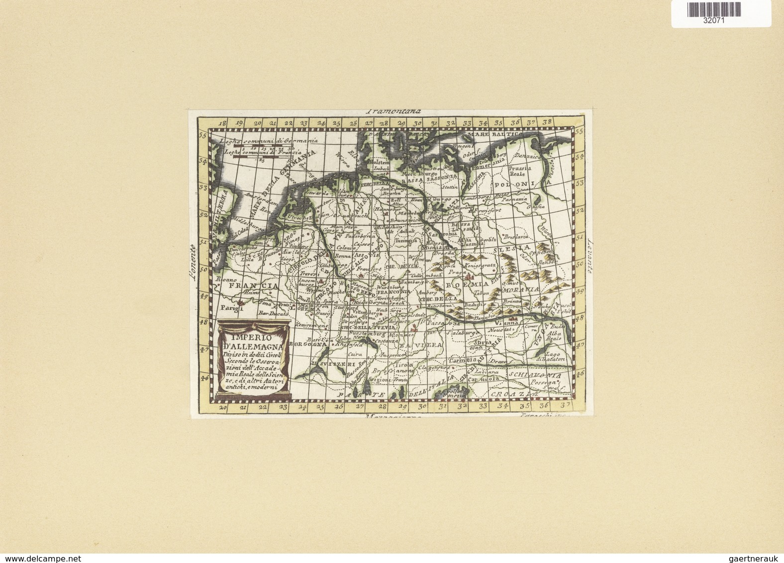 Landkarten Und Stiche: Imperio D'Allemagna Diviso In Dodici Circoli ... Map Of Germany Divided Into - Geography