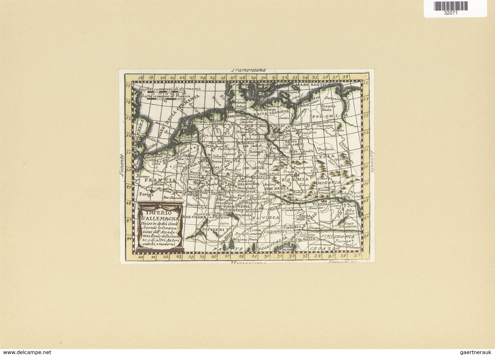 Landkarten Und Stiche: Imperio D'Allemagna Diviso In Dodici Circoli ... Map Of Germany Divided Into - Aardrijkskunde