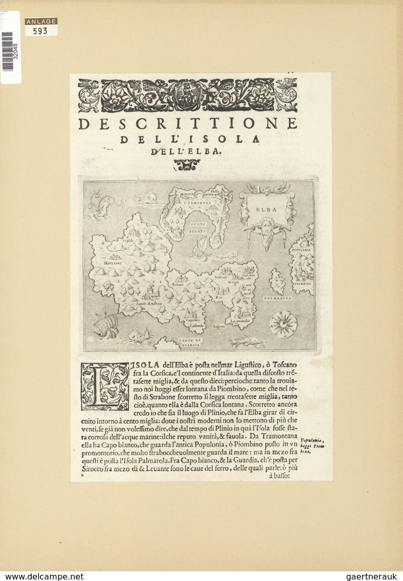 Landkarten Und Stiche: 1590 (ca). Map Of The Italian / French Island Of Elba; With Decorative Compas - Geographie