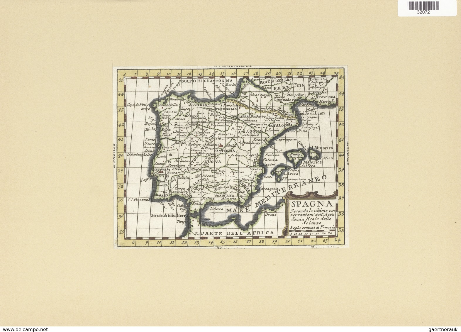 Landkarten Und Stiche: 1787 (ca). Map Of Spain From Northern Africa To The Basque Area And France. B - Aardrijkskunde