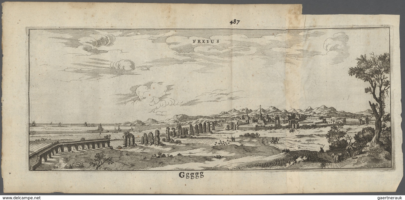 Landkarten Und Stiche: 1679 (ca). Original Frejus City Bird's-eye Map From The 1679 Dutch Produced A - Geografia