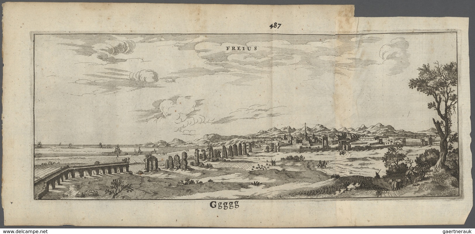 Landkarten Und Stiche: 1679 (ca). Original Frejus City Bird's-eye Map From The 1679 Dutch Produced A - Geographie