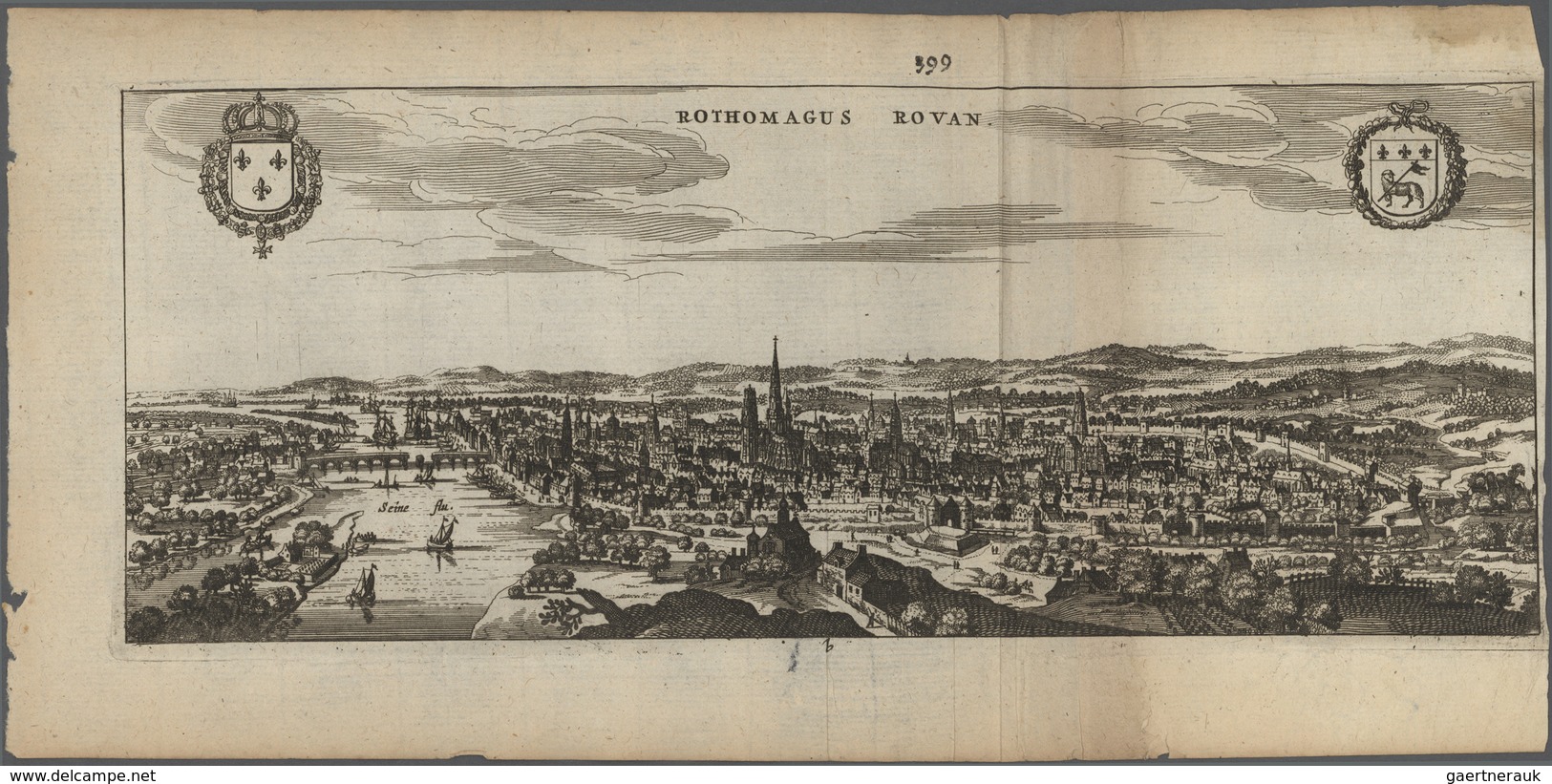 Landkarten Und Stiche: Rouan City Bird's-eye Map From The 1679 Dutch Produced Atlas Of France 'De Fr - Géographie