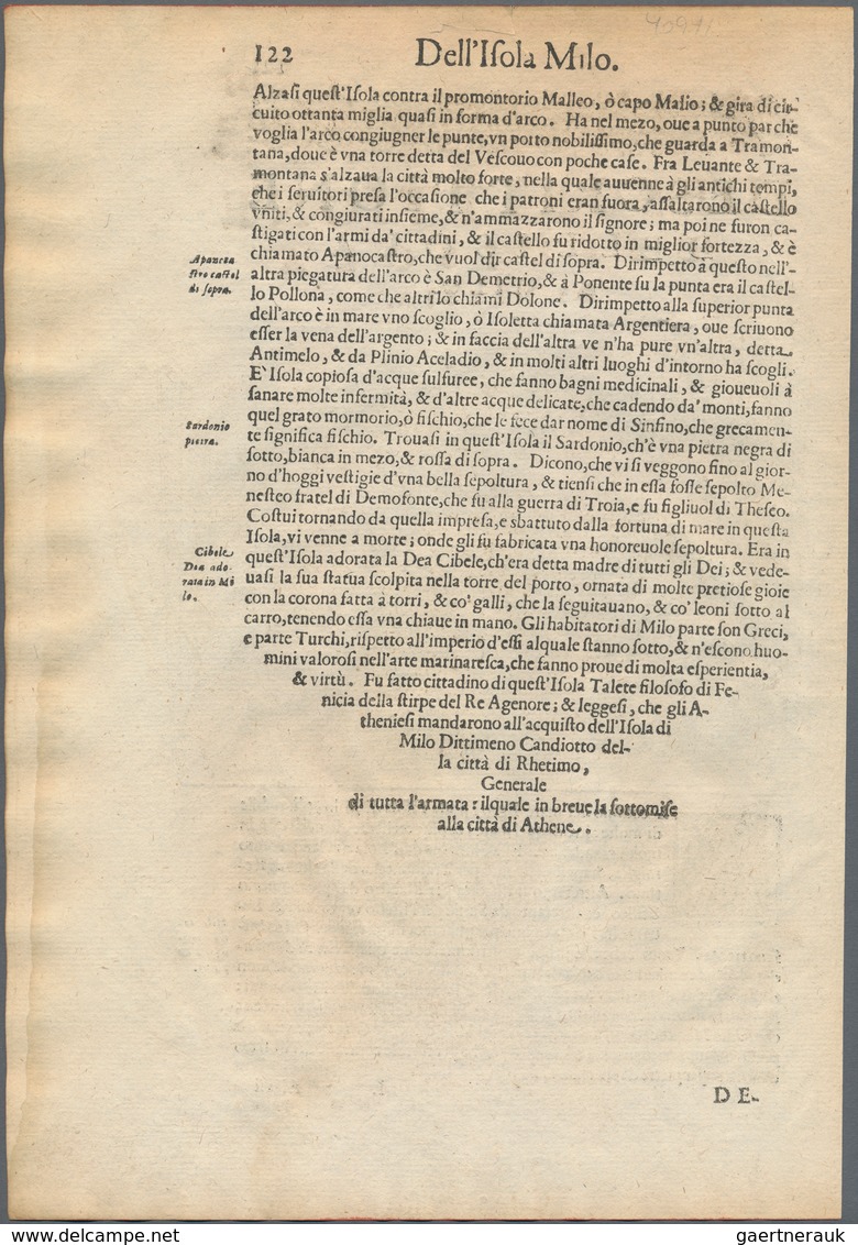 Landkarten Und Stiche: 1620. Map Of The Greek Island Of Milo; With Decorative Compass Rose And Carto - Aardrijkskunde