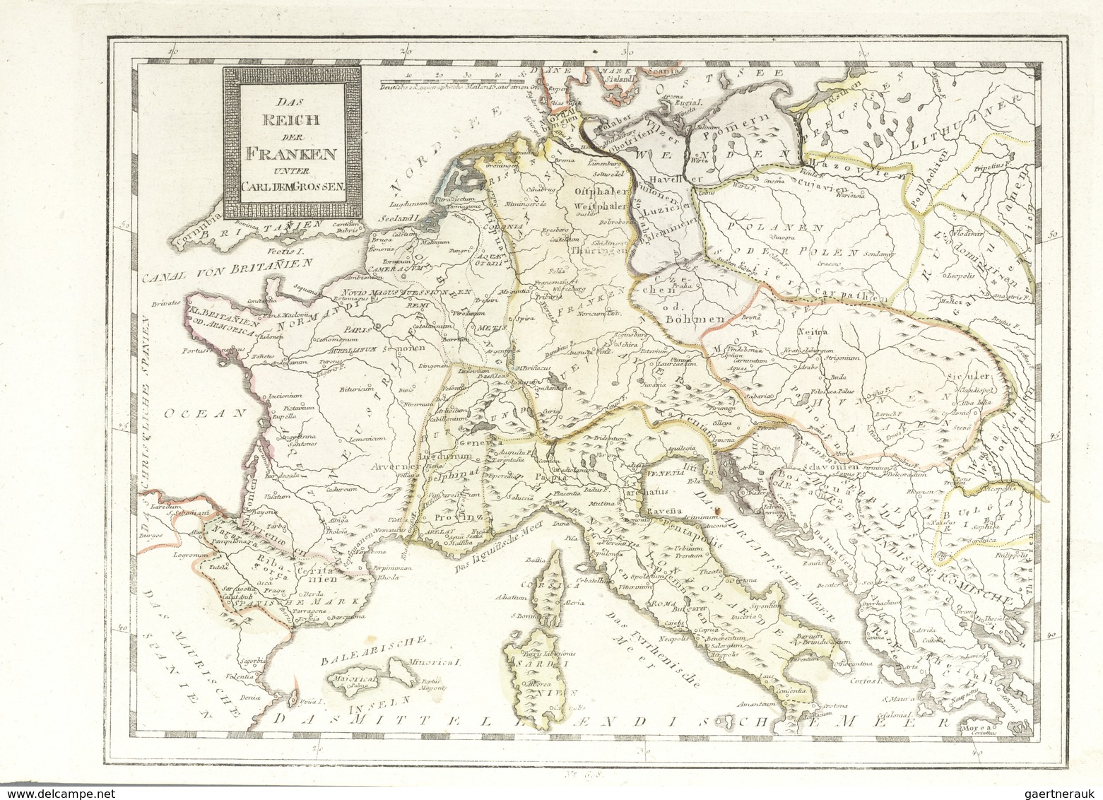 Landkarten Und Stiche: 1806. "Das Reich Der Franken Unter Carl Dem Grossen". Antique Map (ca. 1806) - Géographie