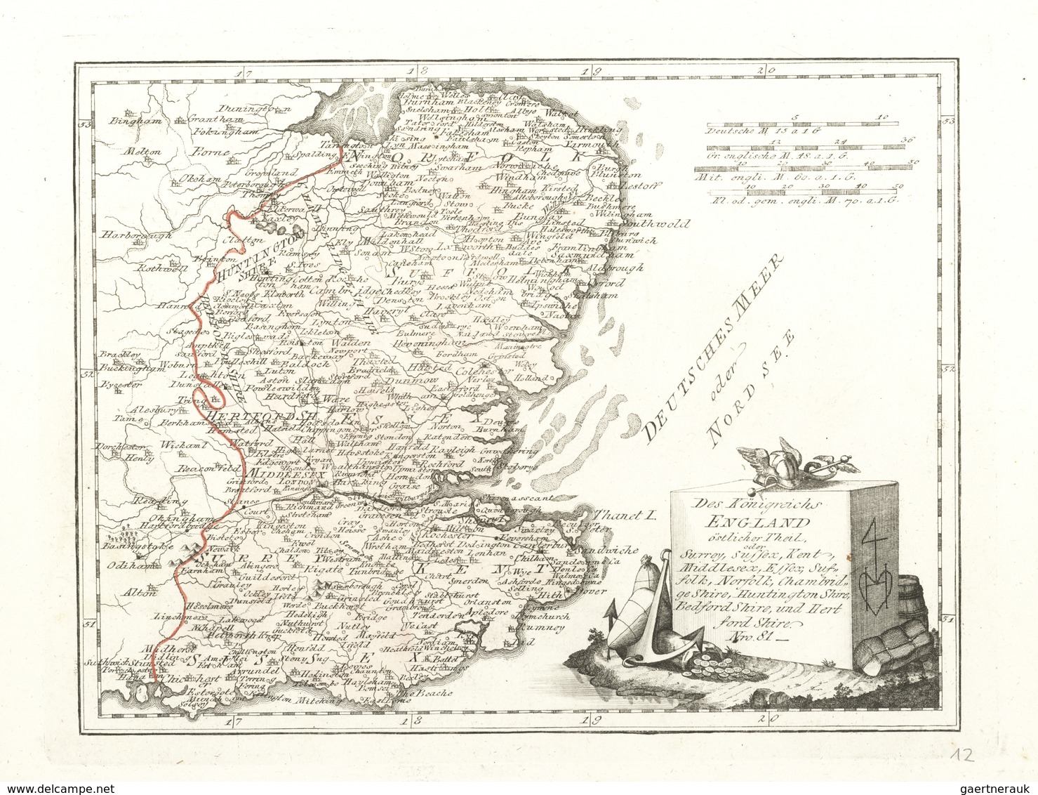 Landkarten Und Stiche: 1789. "Des Keonigreichs England Oestlicher Theil Oder Surrey, Sussez, Kent, S - Aardrijkskunde