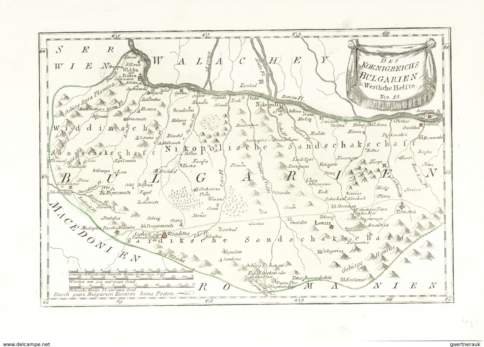 Landkarten Und Stiche: 1789. "Des Koenigreichs Bulgarien Westliche Haelfte" From "Schauplatz Der Fun - Geography