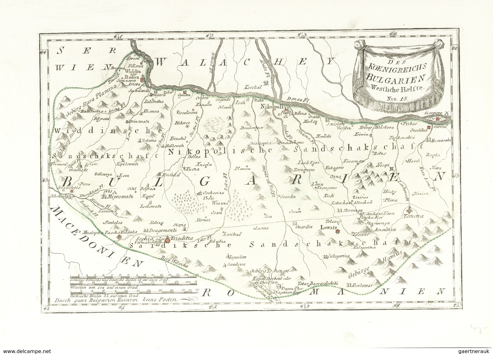 Landkarten Und Stiche: 1789. "Des Koenigreichs Bulgarien Westliche Haelfte" From "Schauplatz Der Fun - Aardrijkskunde