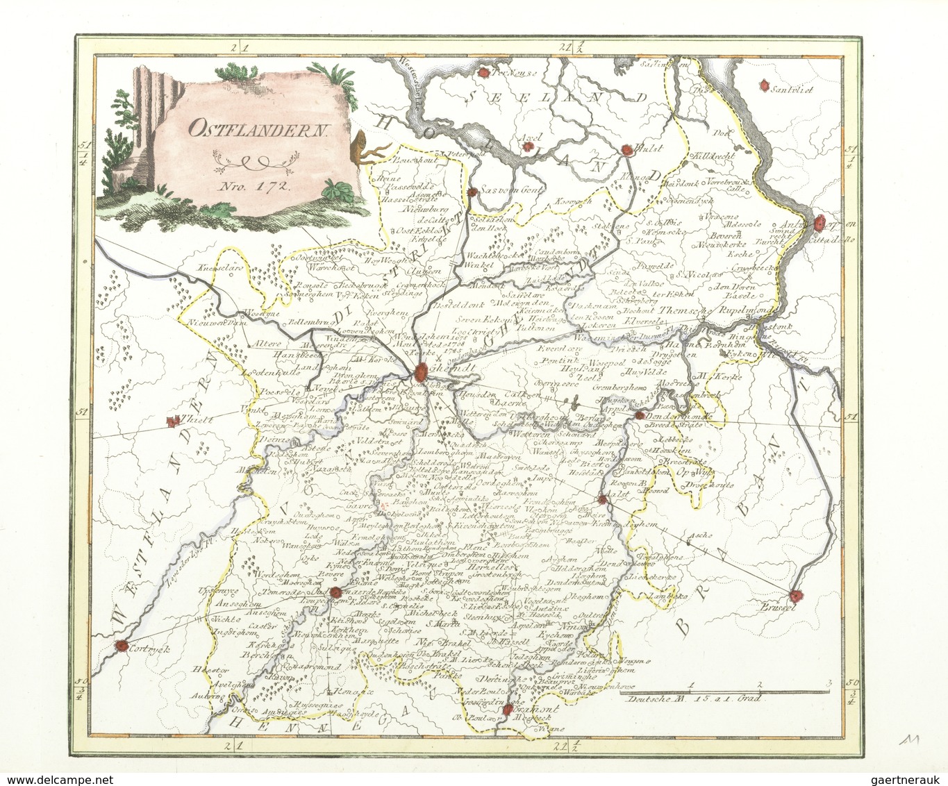Landkarten Und Stiche: 1789. "Ostflandern" From "Schauplatz Der Funf Theile Der Welt", Franz Johann - Géographie