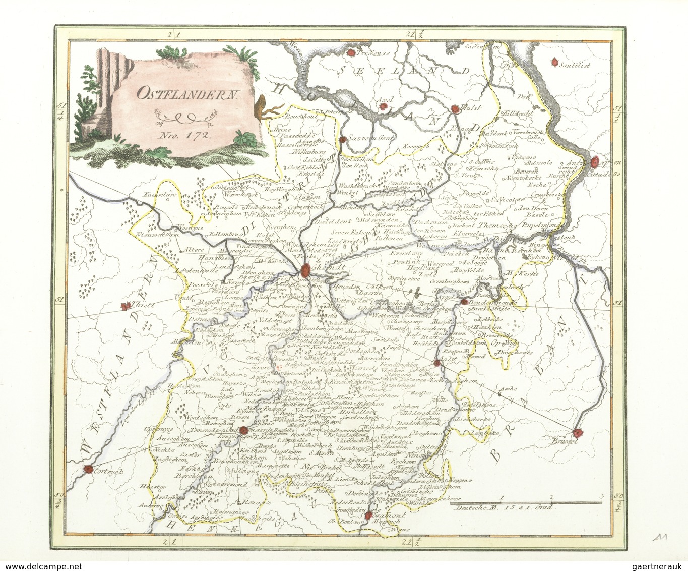 Landkarten Und Stiche: 1789. "Ostflandern" From "Schauplatz Der Funf Theile Der Welt", Franz Johann - Aardrijkskunde