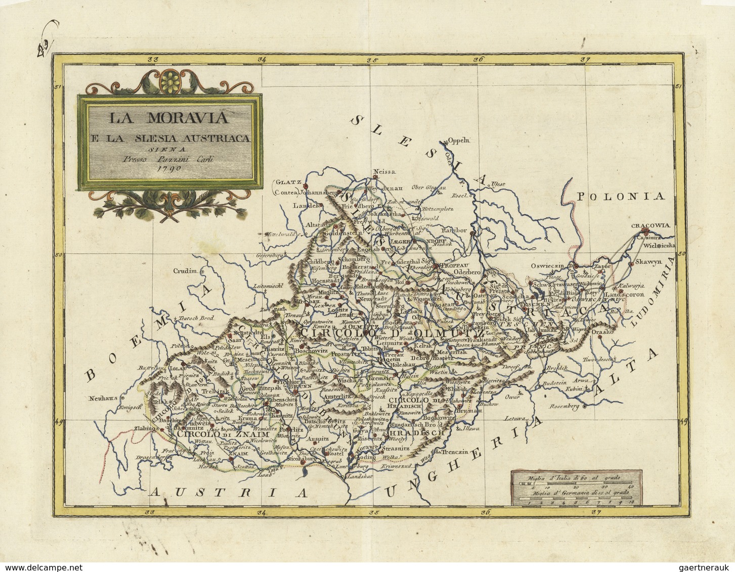 Landkarten Und Stiche: 1790. Original Map Of Moravia And Silesia From 1790, From The Press Of Carli - Geographie