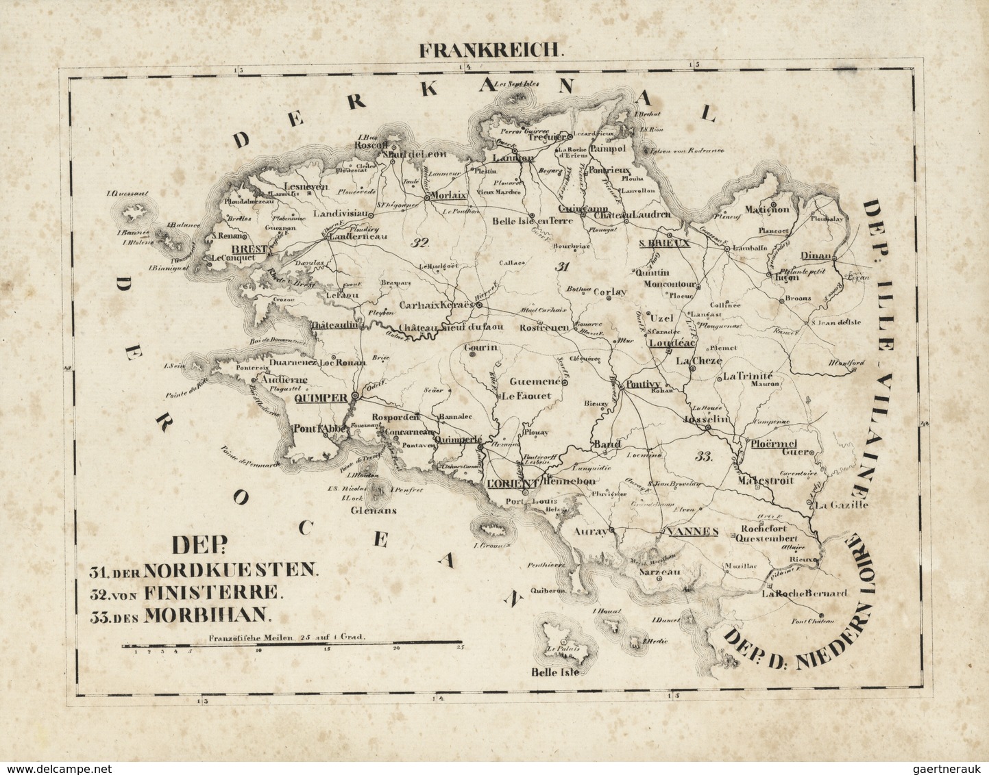 Landkarten Und Stiche: 1829. Dep: 31. Der Nordkuesten 32. Von Finisterre 33. Des Morbihan. Copper En - Géographie