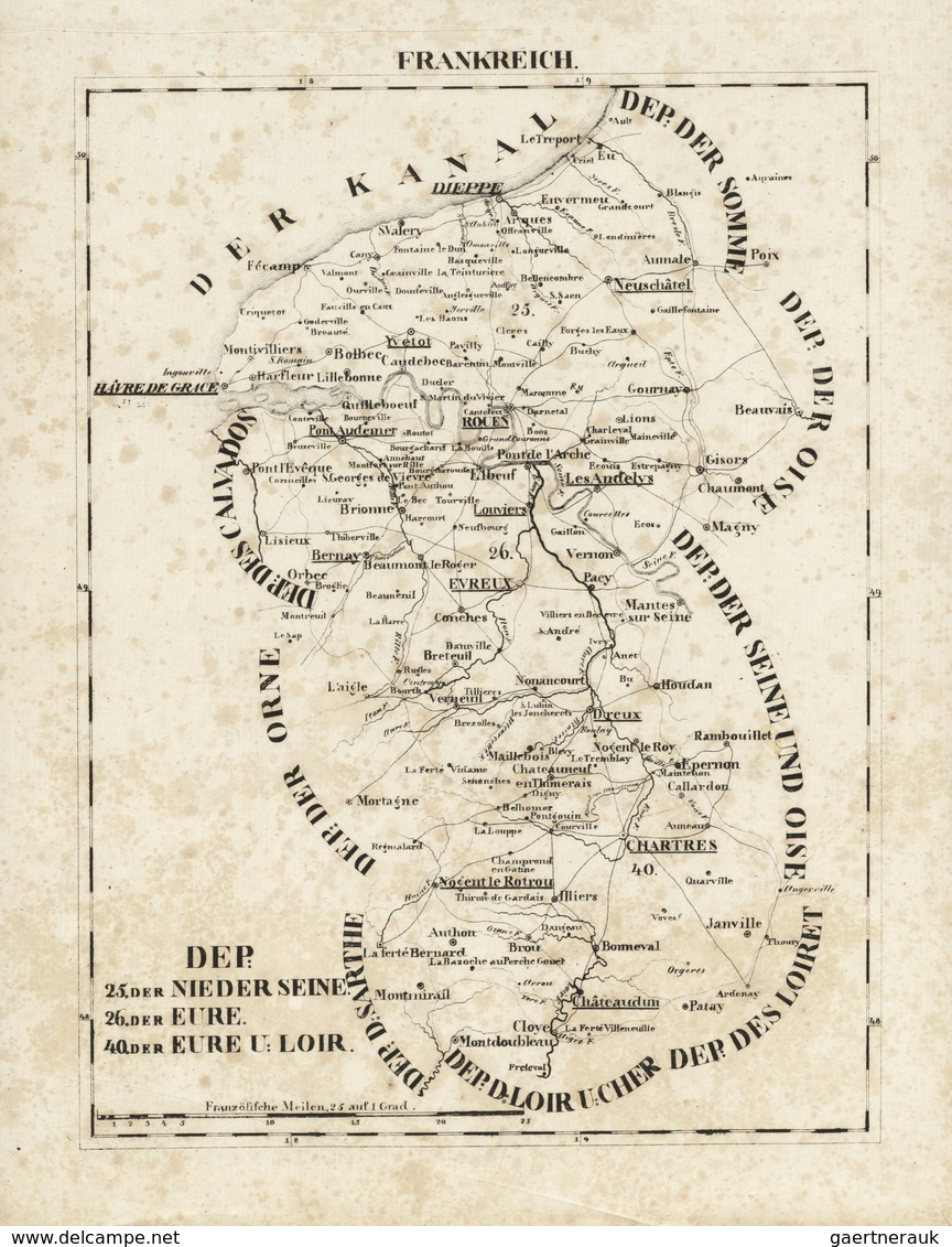 Landkarten Und Stiche: 1829. Dep: 25. Der Niederlande 26. Der Eure 40. Der Eur U:Loire. Copper Engra - Geography