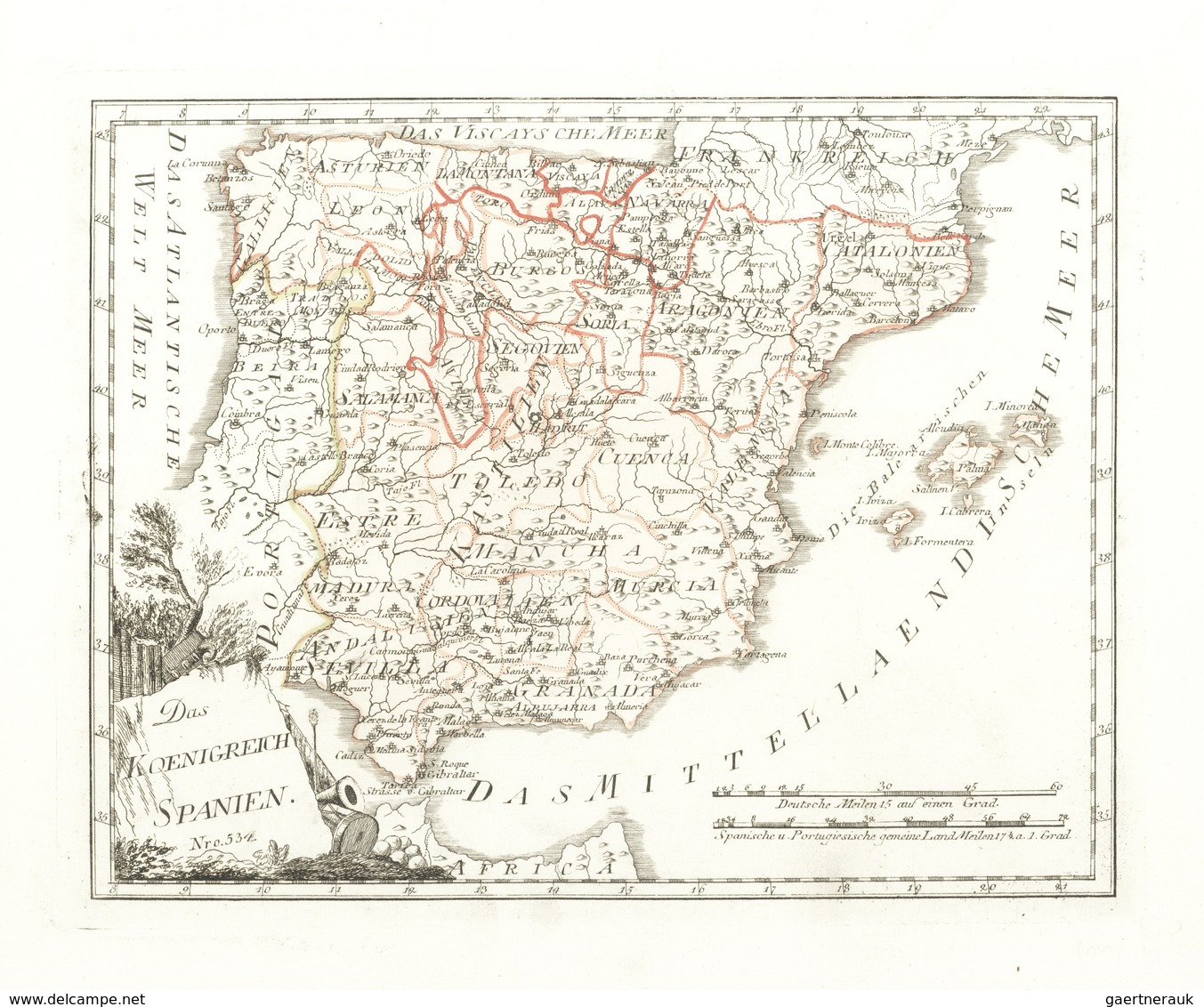 Landkarten Und Stiche: 1789. "Des Koenigreich Spanien" From "Schauplatz Der Funf Theile Der Welt", F - Aardrijkskunde