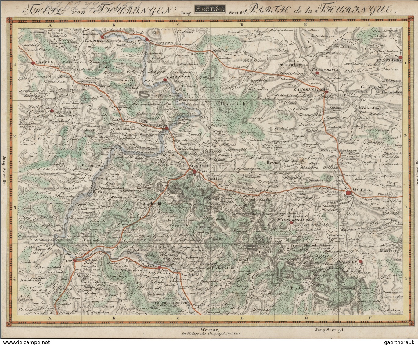 Landkarten Und Stiche: 1812 (ca): Original, Period Copperplate Map Of The Thueringen / Thuringia Ger - Geography