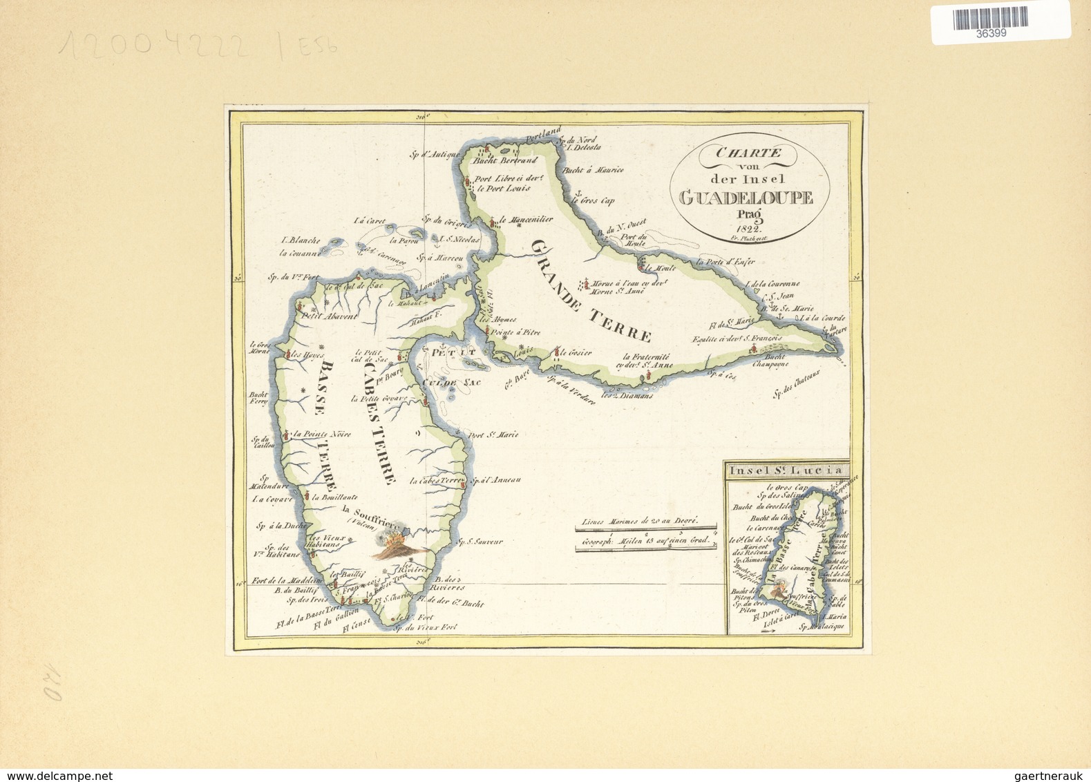 Landkarten Und Stiche: 1822. Map Of The Island Of Guadaloupe, By One Fr. Pluth, From Prague In 1822. - Geography