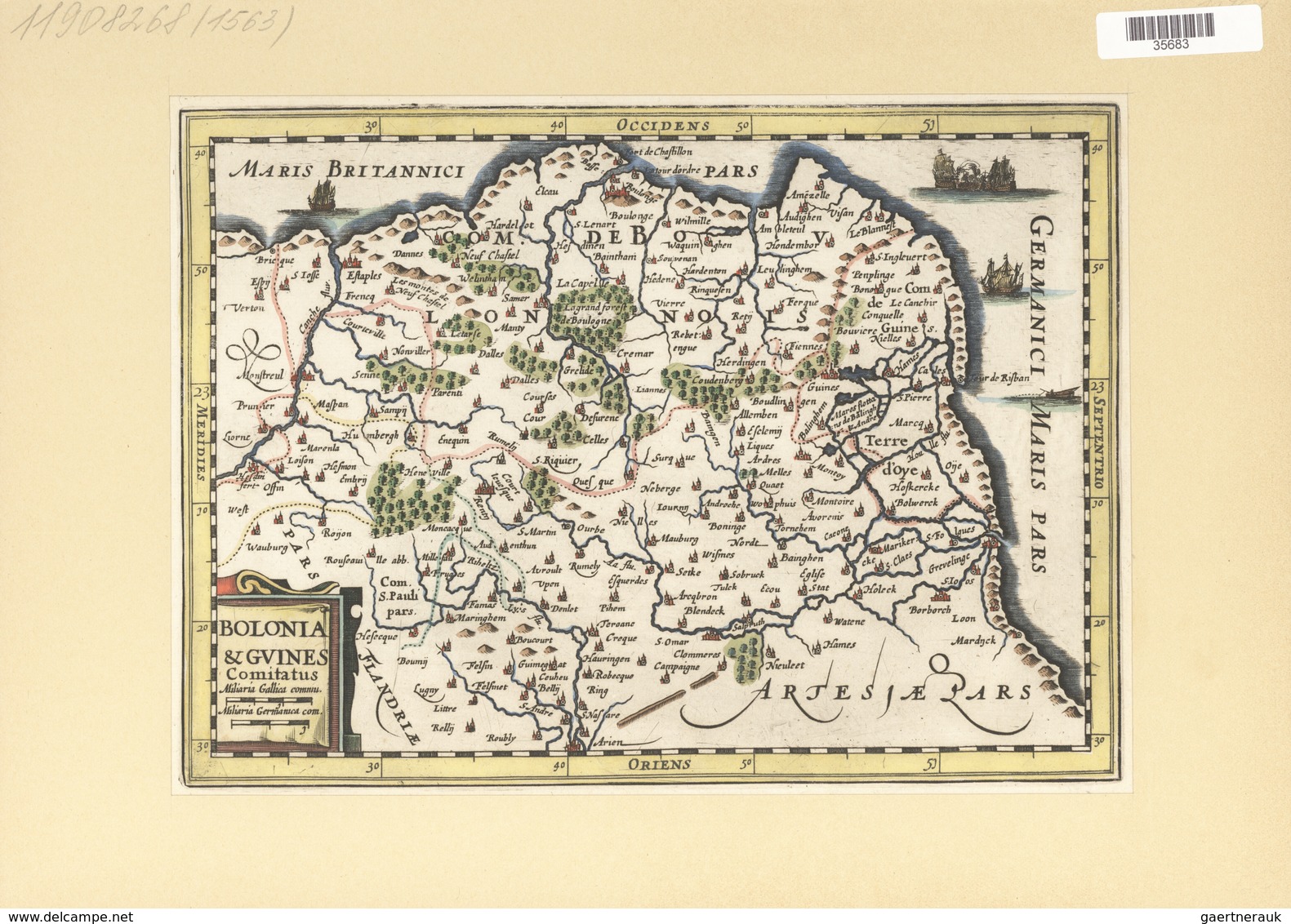 Landkarten Und Stiche: 1734. Map Of Boulogne And Calais Region Of France. From The Mercator Atlas Mi - Géographie