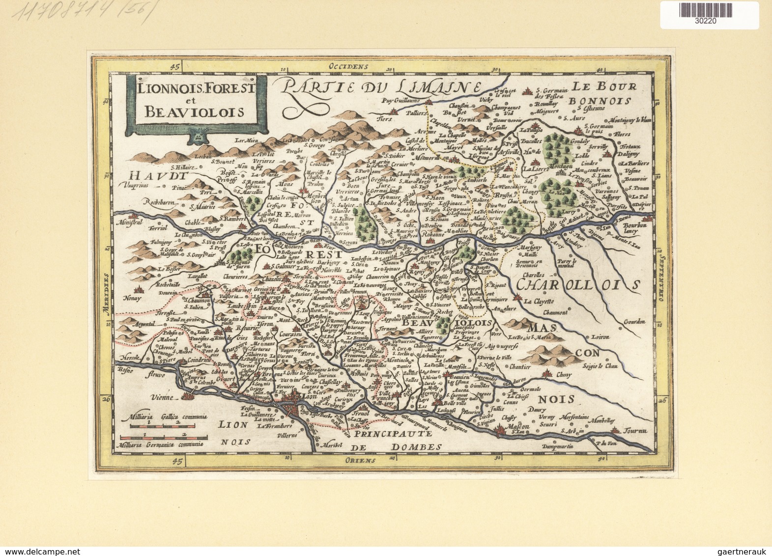 Landkarten Und Stiche: 1734. Lionnois Forest Et Beauviolois. Map Of The Burgundy Region Of France, P - Geography