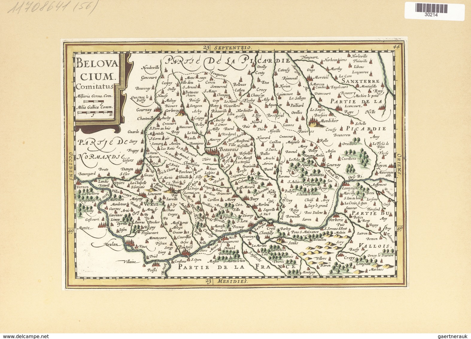 Landkarten Und Stiche: 1734. Belovacium Comitatus. Map Of The Beauvais Region Of France, Published I - Geography