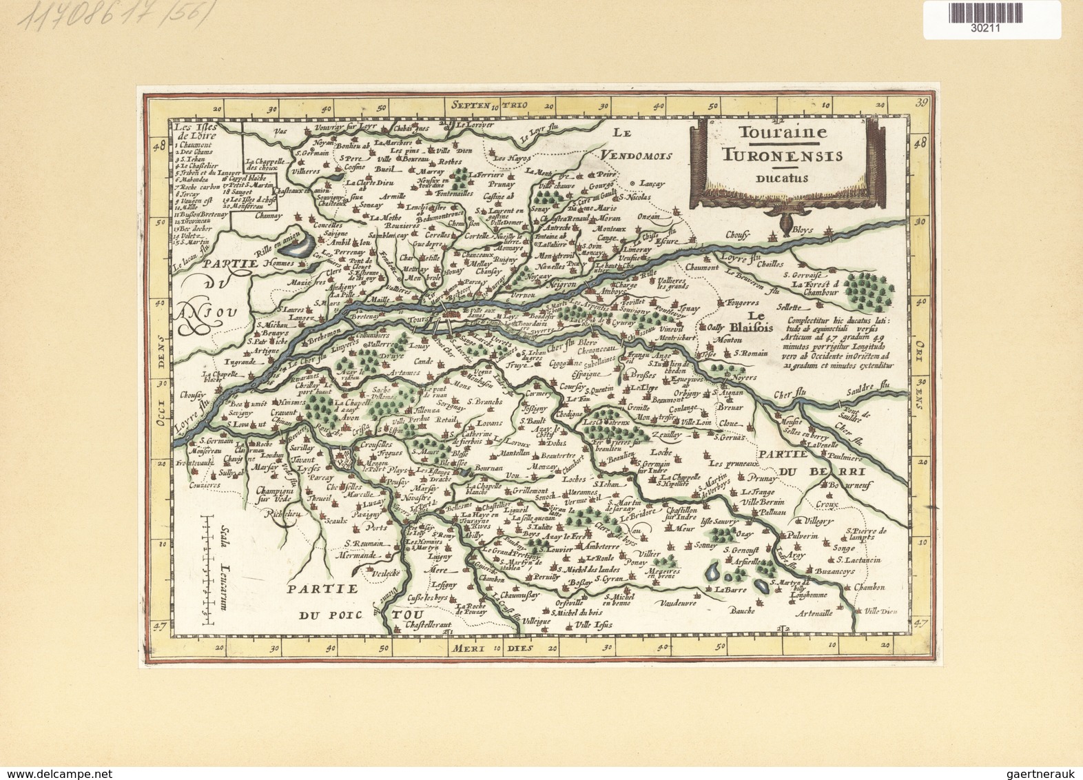 Landkarten Und Stiche: 1734. Touraine / Turonensis Ducatus. Map Of The Duchy Of Tours Region Of Fran - Geography